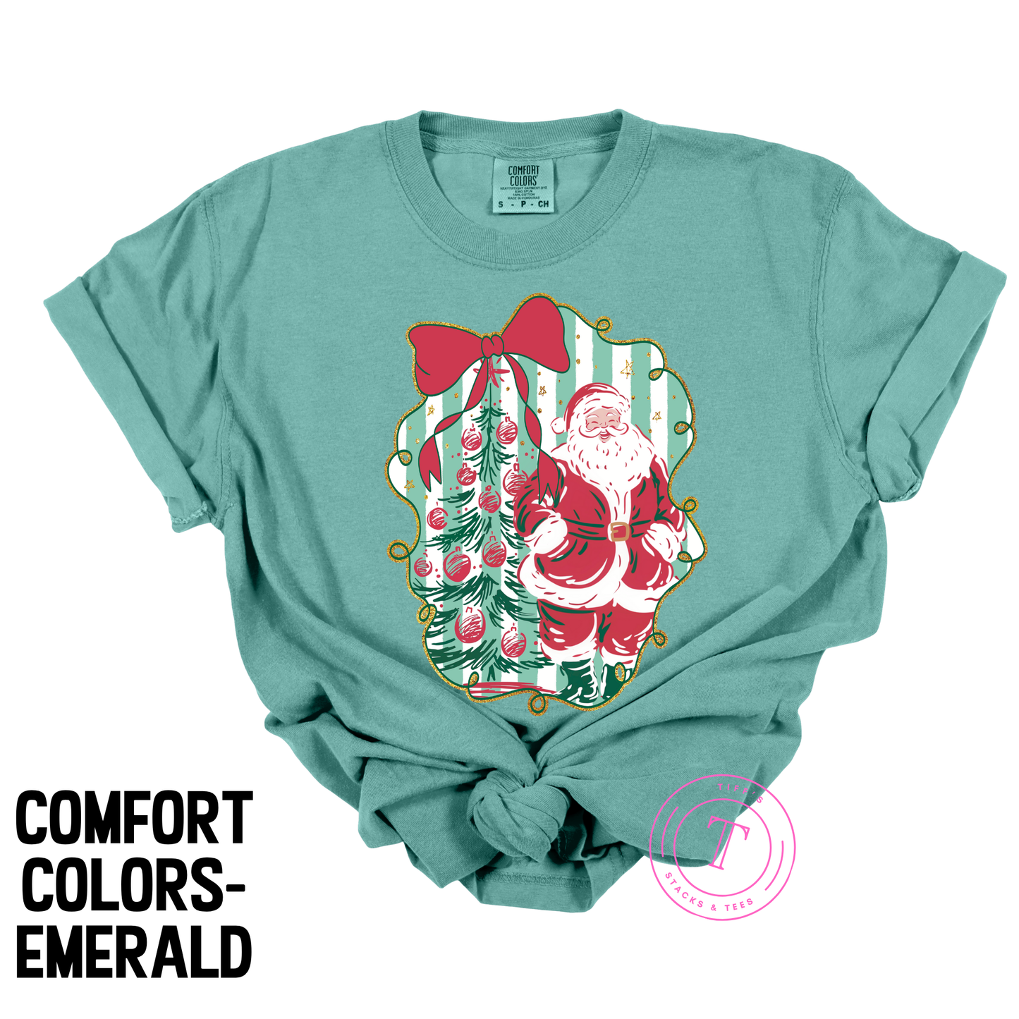 Preppy Santa Striped w/ Coquette Bow