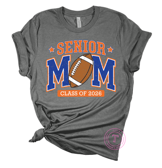 Senior Football Mom Class of 2026 (Orange & Royal Blue)