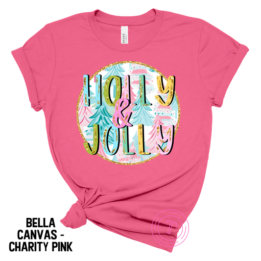 Holly & Jolly Preppy Christmas Trees in Circle