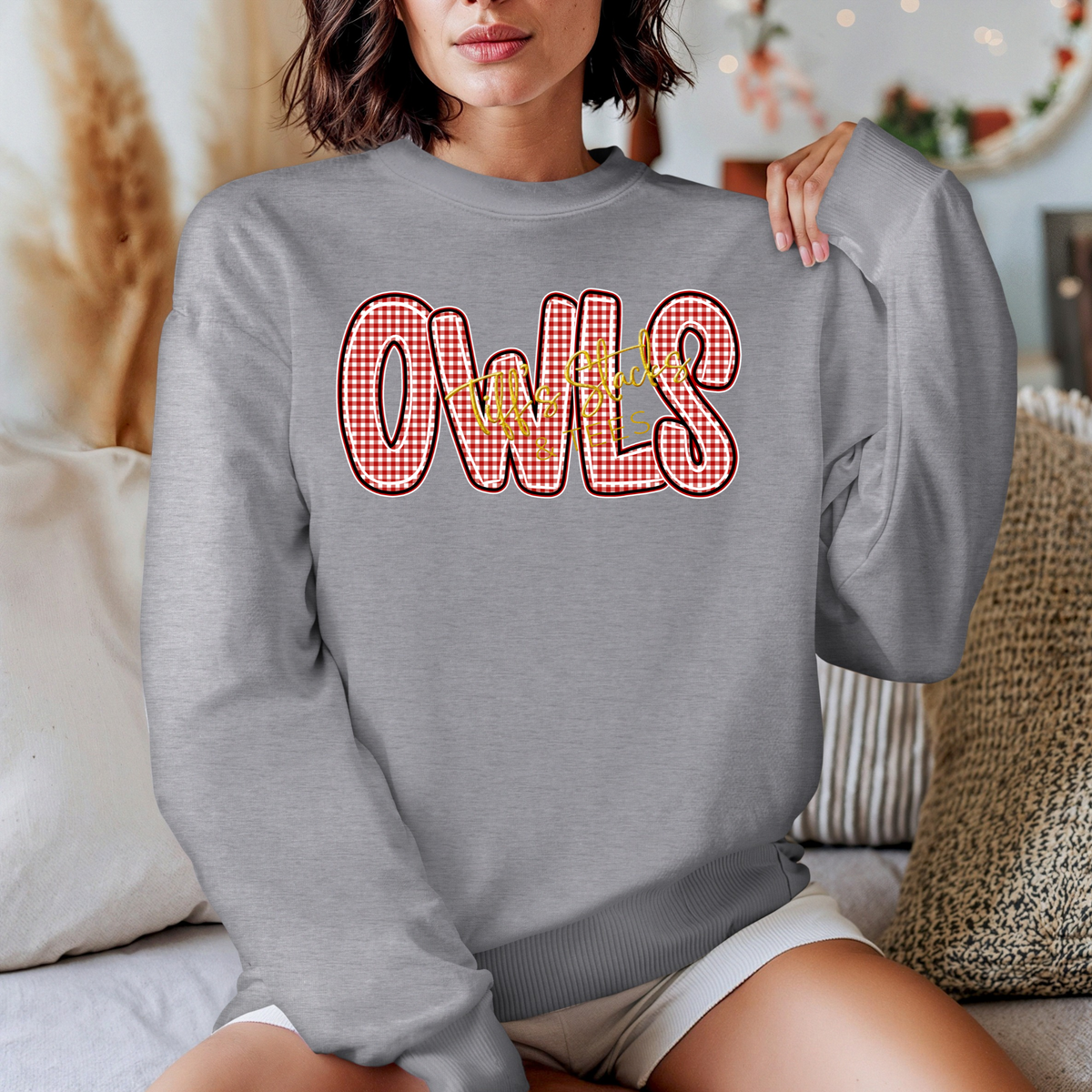 Owls Red Gingham Youth