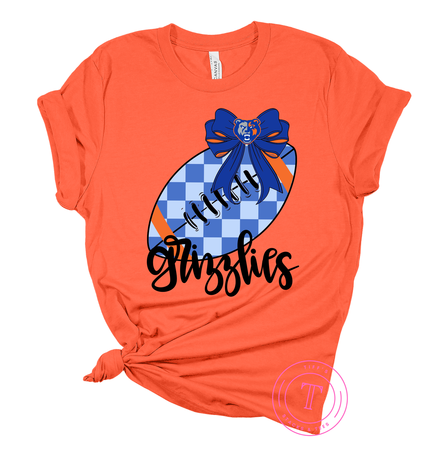 Grizzlies Blue Gingham Football Youth