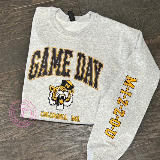 Game Day Sweatshirt w/ MIZZOU on Sleeve