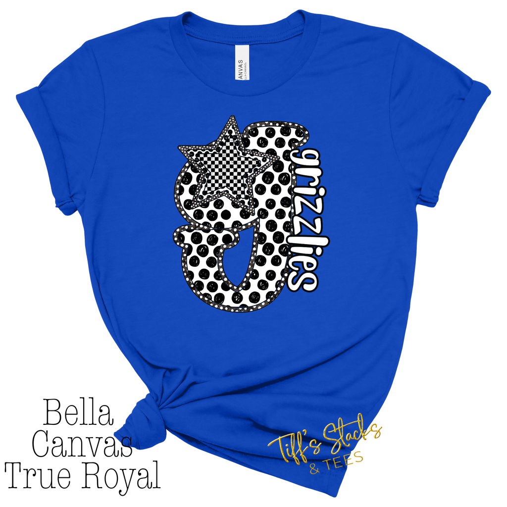 Grizzlies Blk/Wht Polka Dot