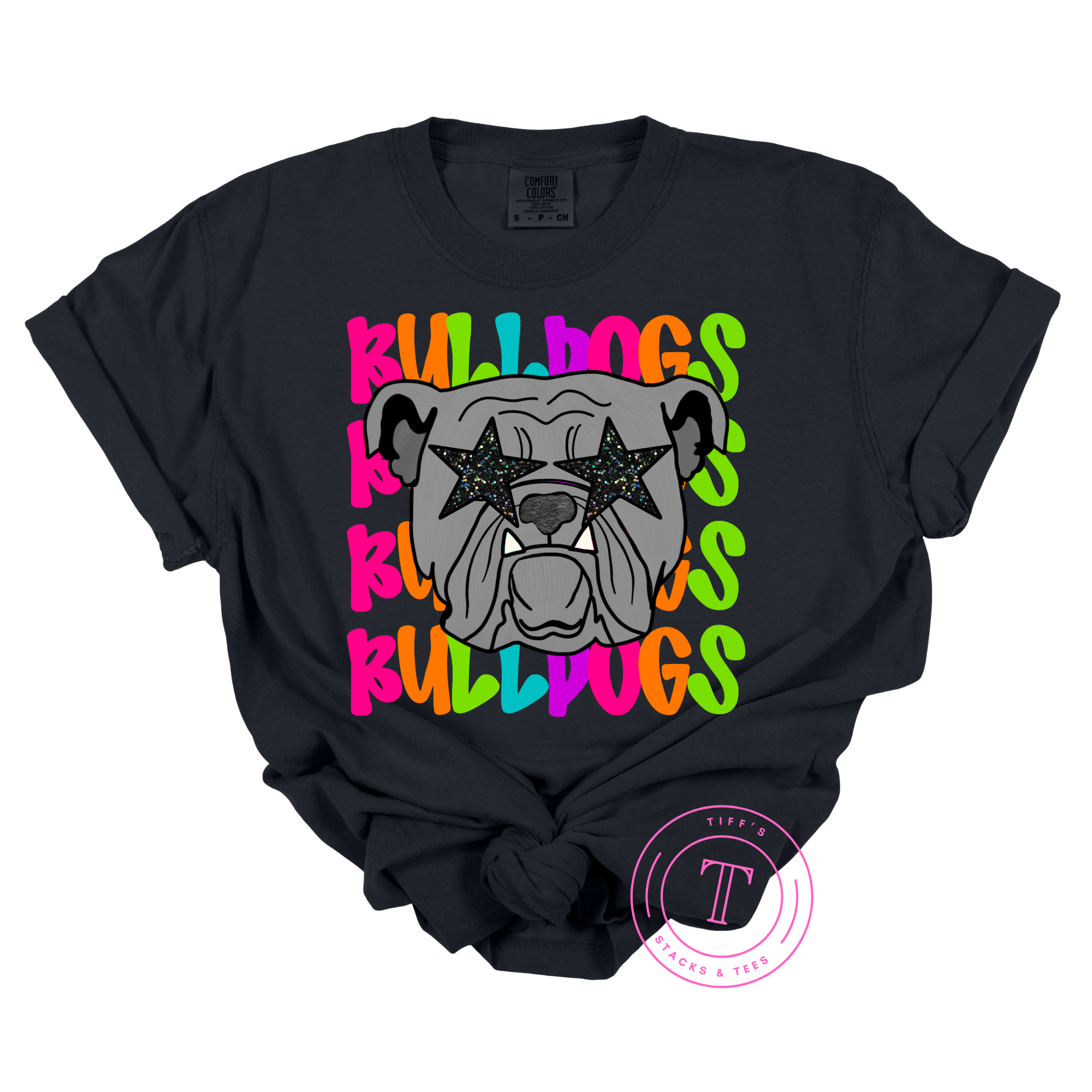 Bulldogs Preppy Neon Mascot