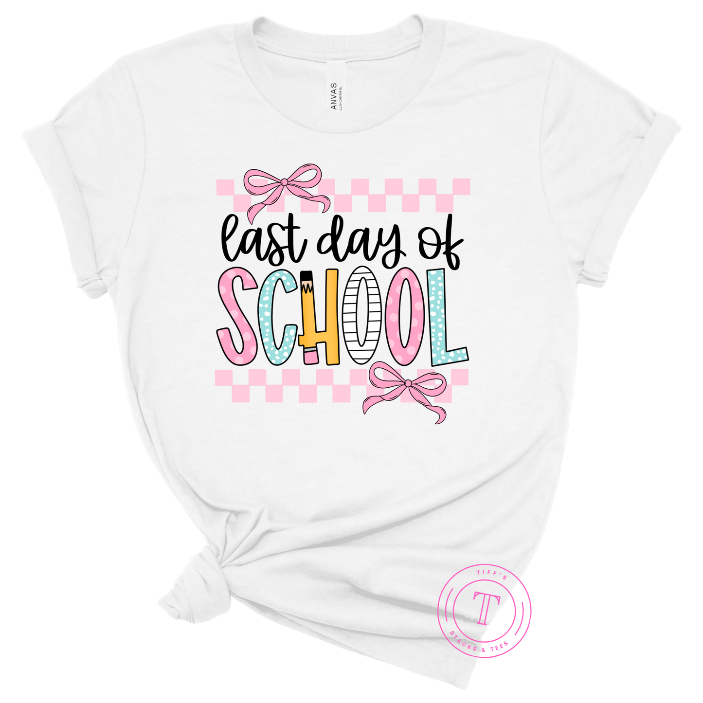 Last Day of School Pink Checkered Coquette