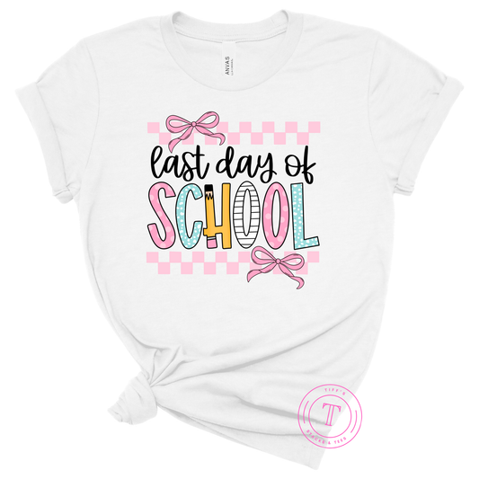 Last Day of School Pink Checkered Coquette