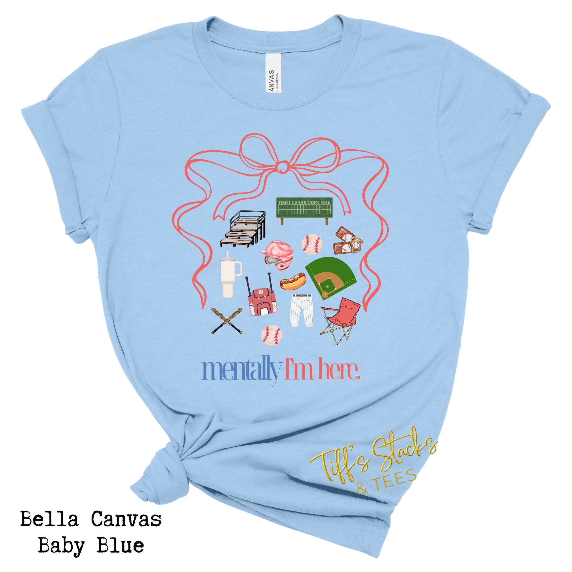 Mentally I am Here Preppy Coquette Baseball