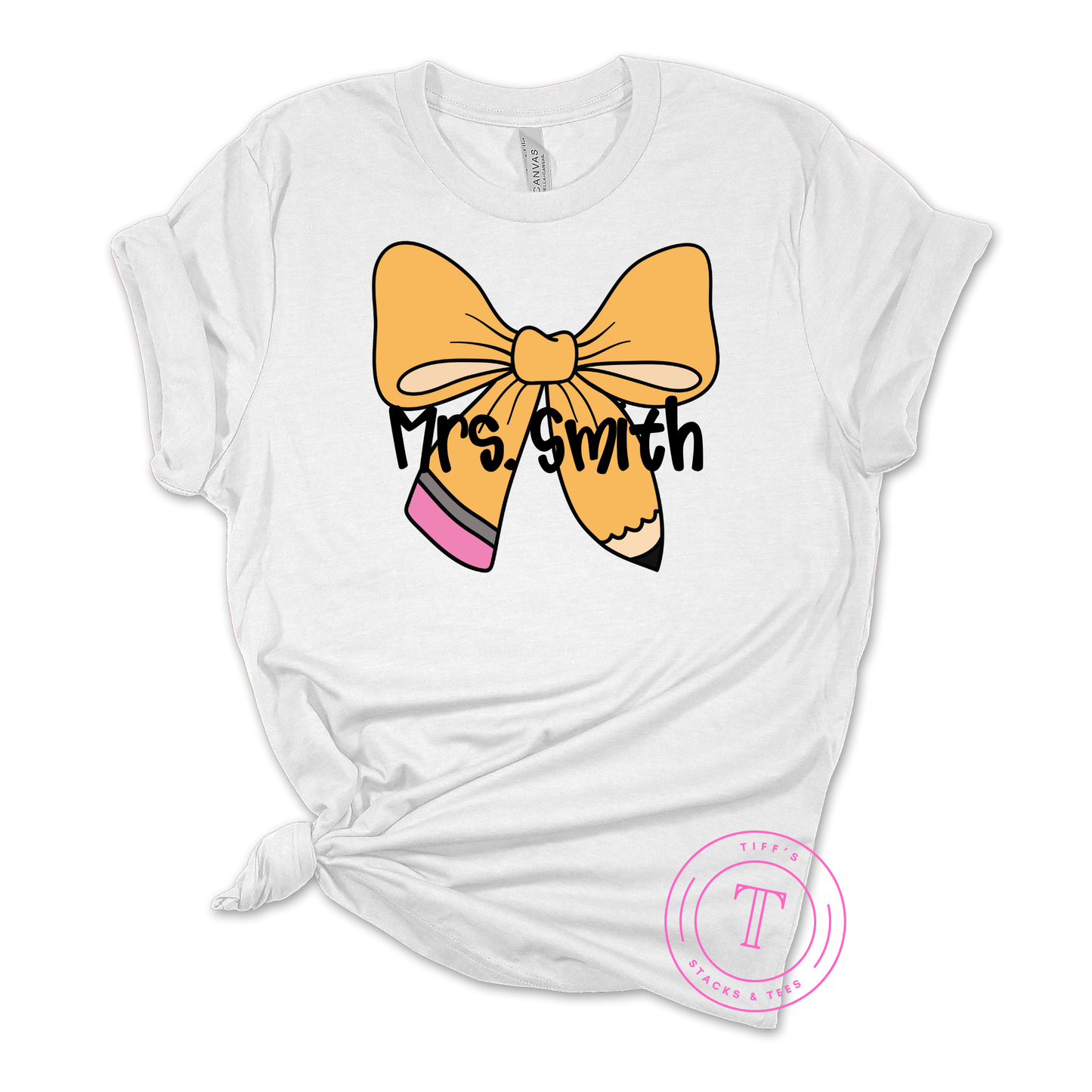 Teacher Pencil Coquette Bow Personalized