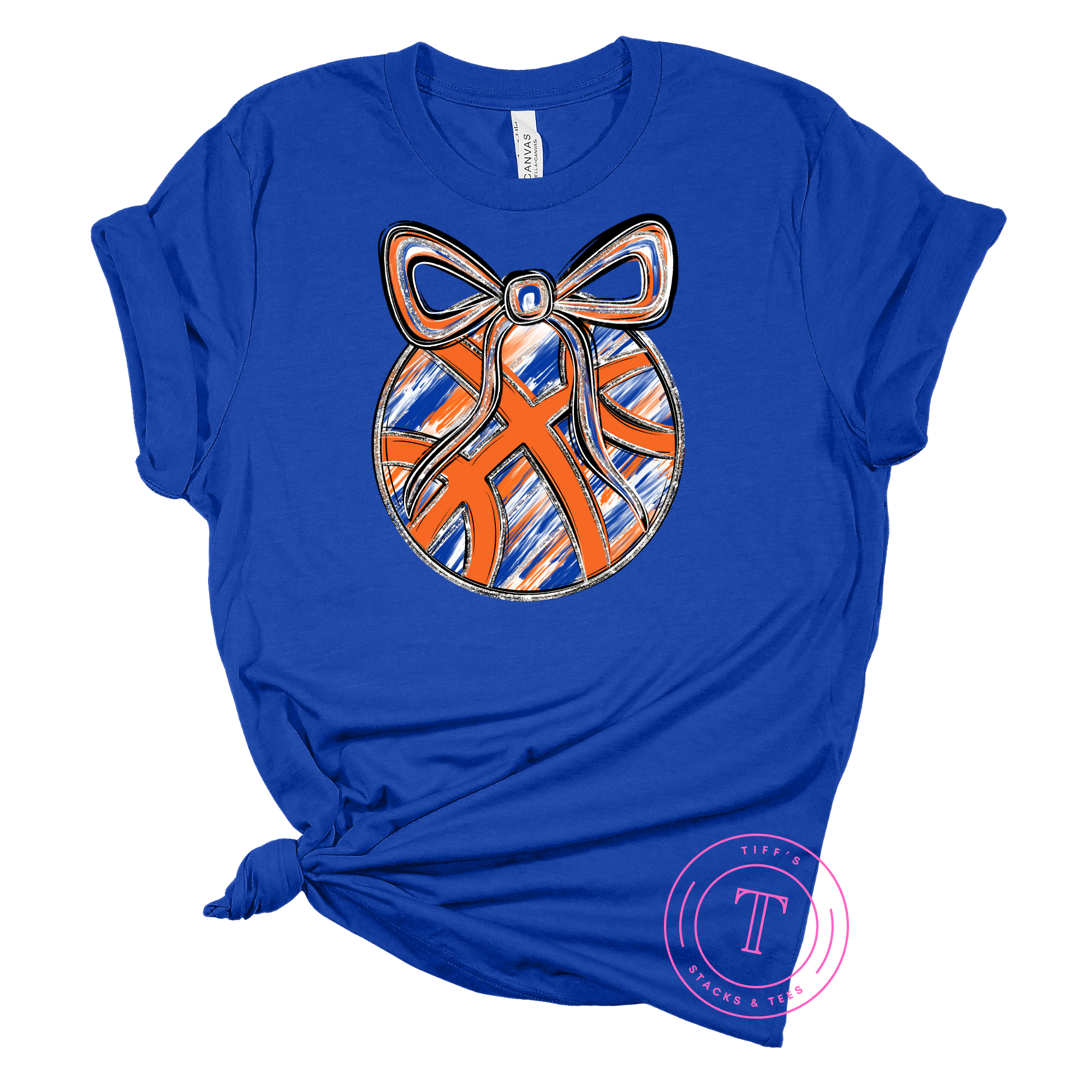 Basketball Royal Blue & Orange Brushstroke