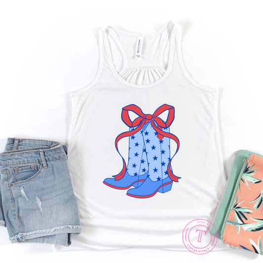 Red, White, & Boots w/ Coquette Bow