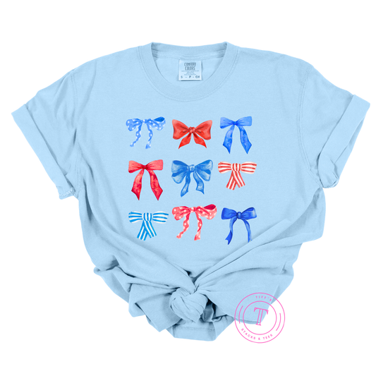 Red & Blue Coquette Bows 3x3