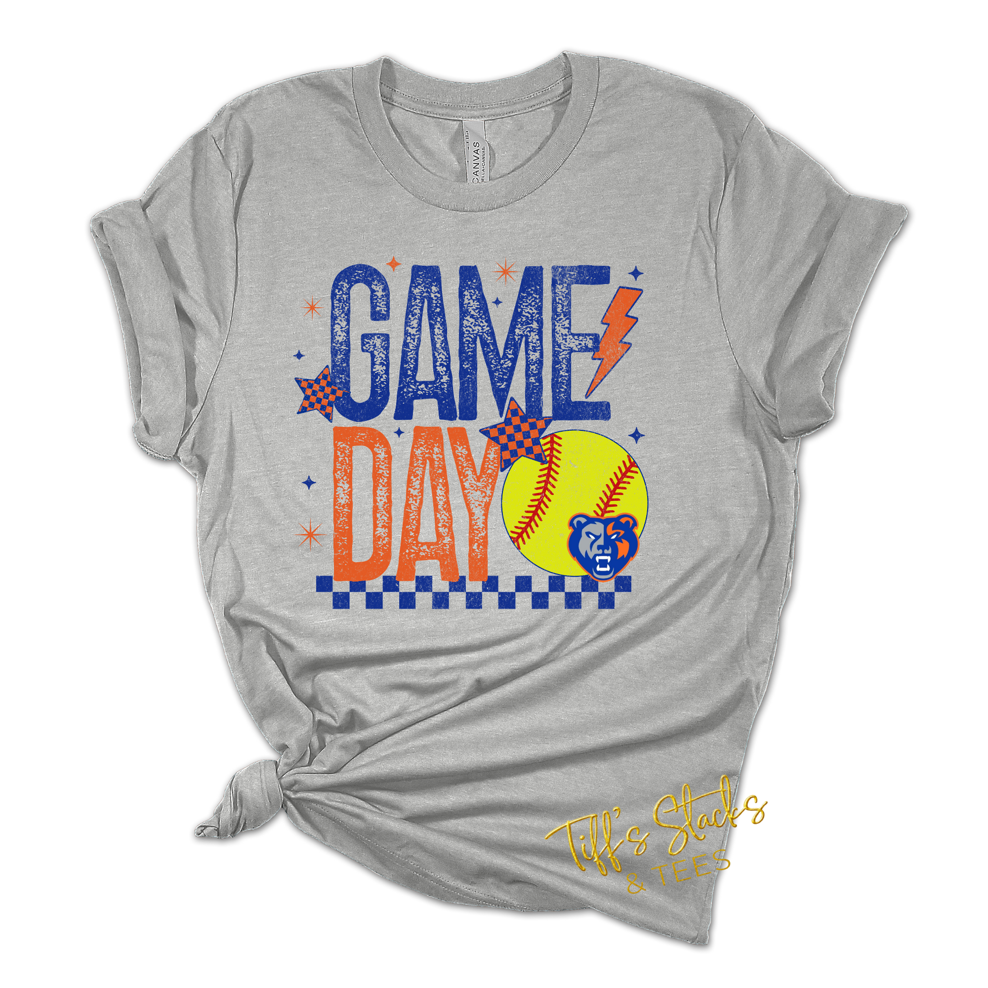 Grizzlies Softball Game Day Retro Grunge Youth