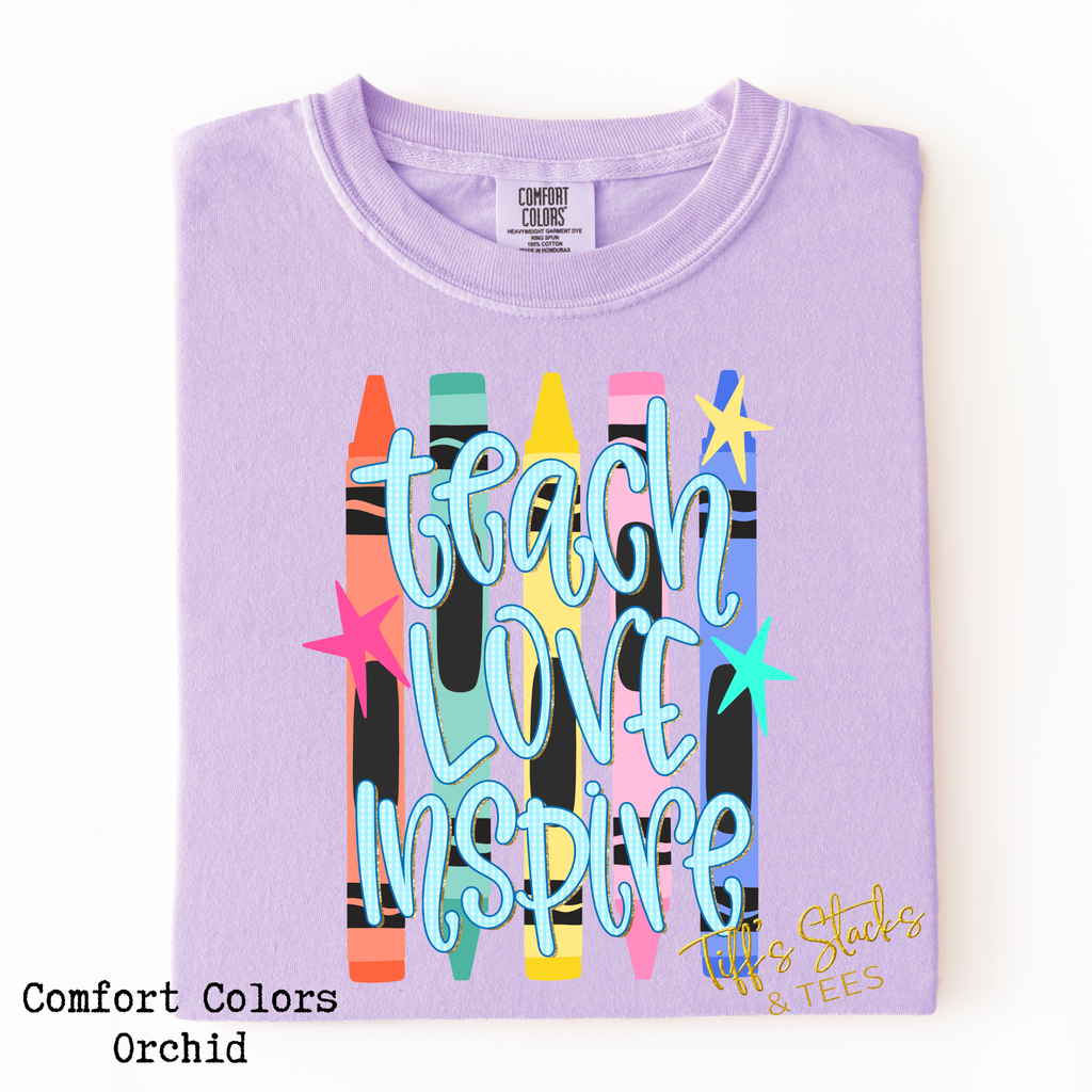 Teach Love Inspire Preppy Crayons