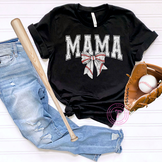 Baseball Mama Coquette Bow White