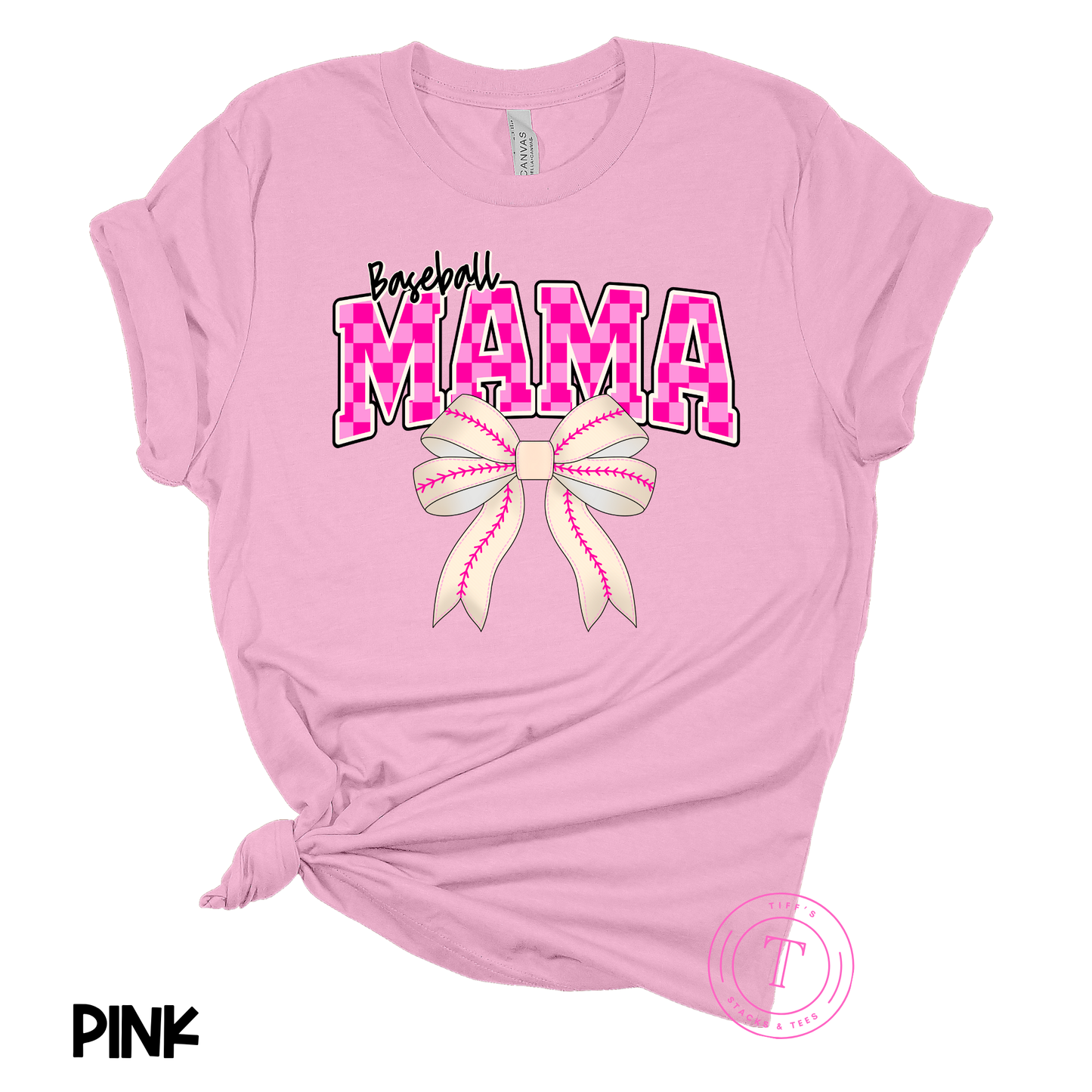 Baseball Mama Coquette Bow Pink