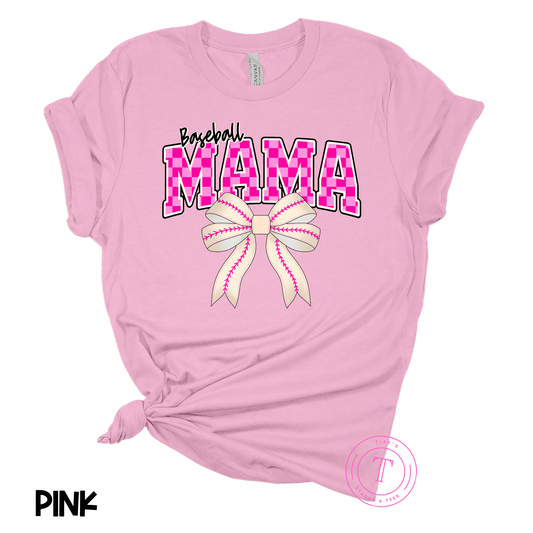Baseball Mama Coquette Bow Pink