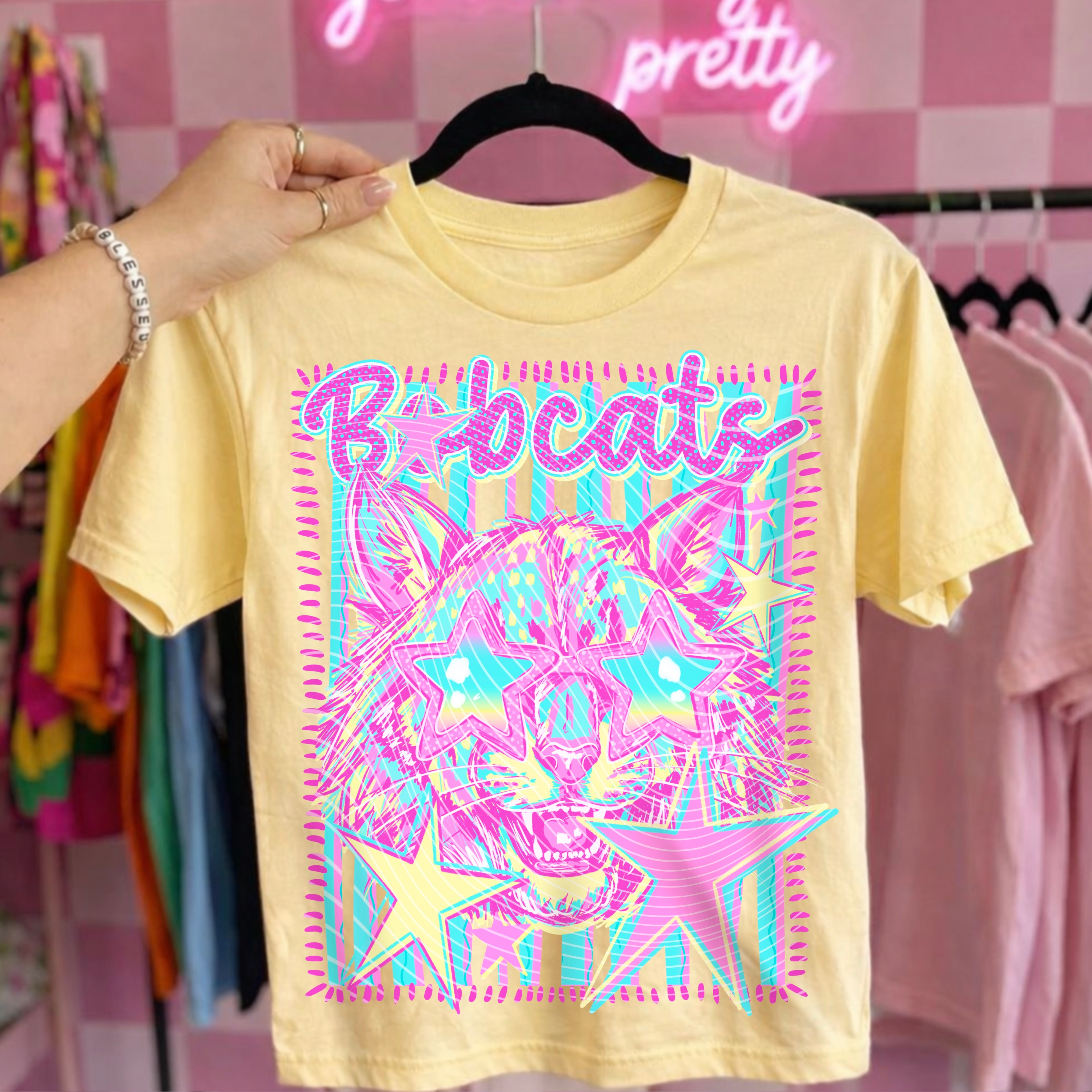 Bobcats Neon Preppy Striped Youth