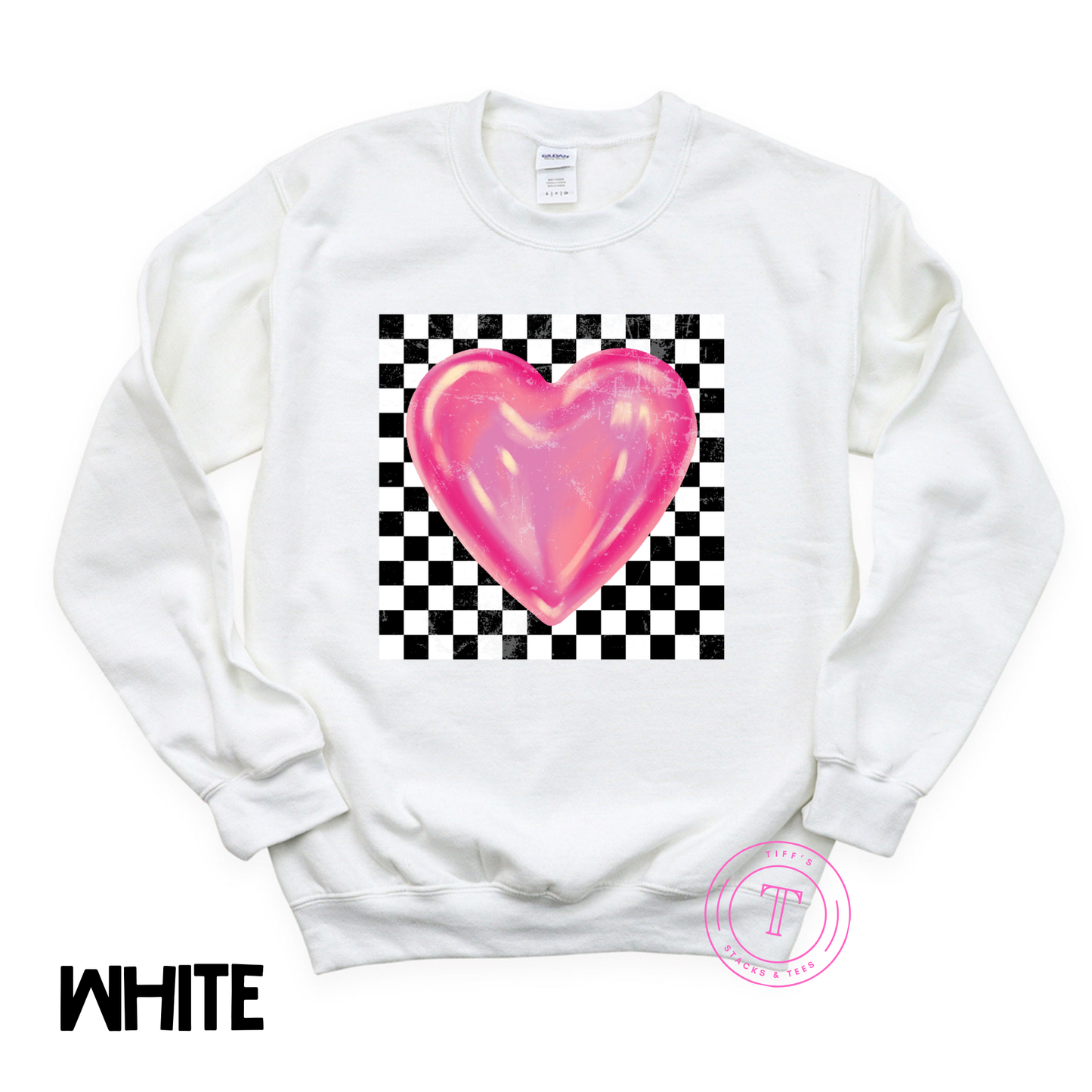 Checkered Pink Heart Youth