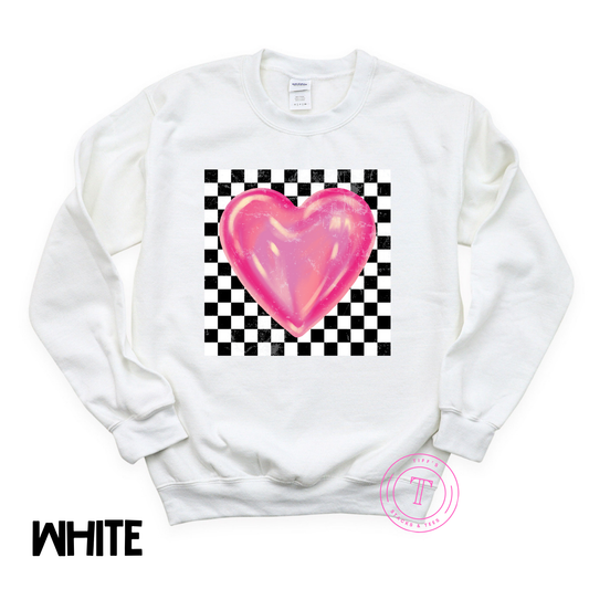 Checkered Pink Heart Youth