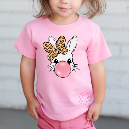 Bubble Blowing Bunny w/ Leopard Bow Youth
