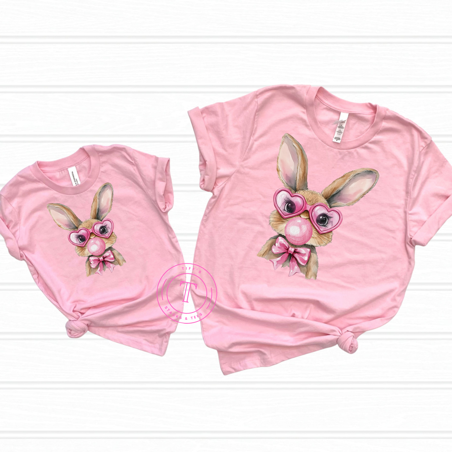 Bubble Blowing Bunny in Pink Glasses Youth