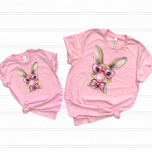 Bubble Blowing Bunny in Pink Glasses Youth