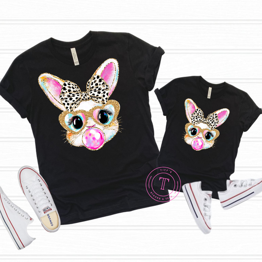Bubble Blowing Bunny with Dalmation Dot Bow Youth