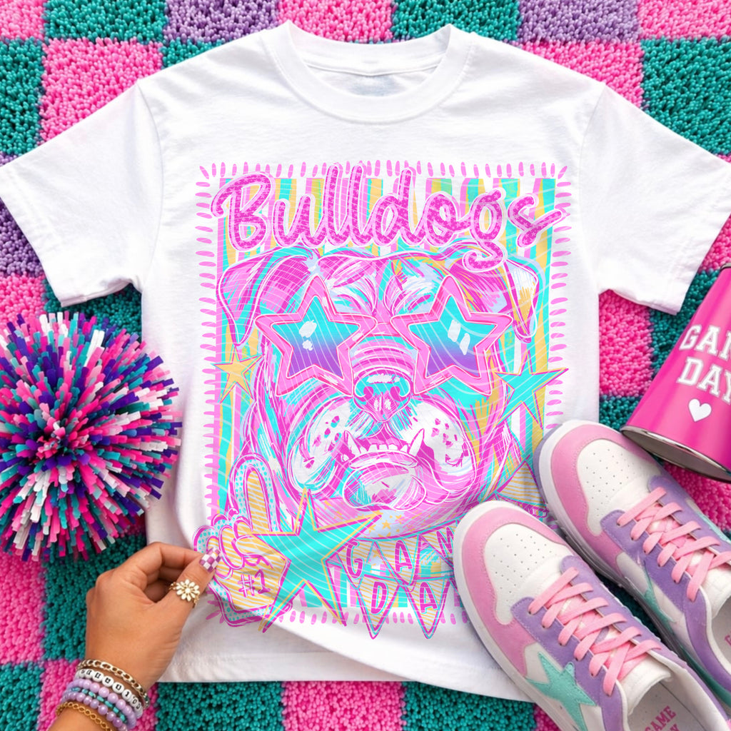 Bulldogs Neon Preppy Striped