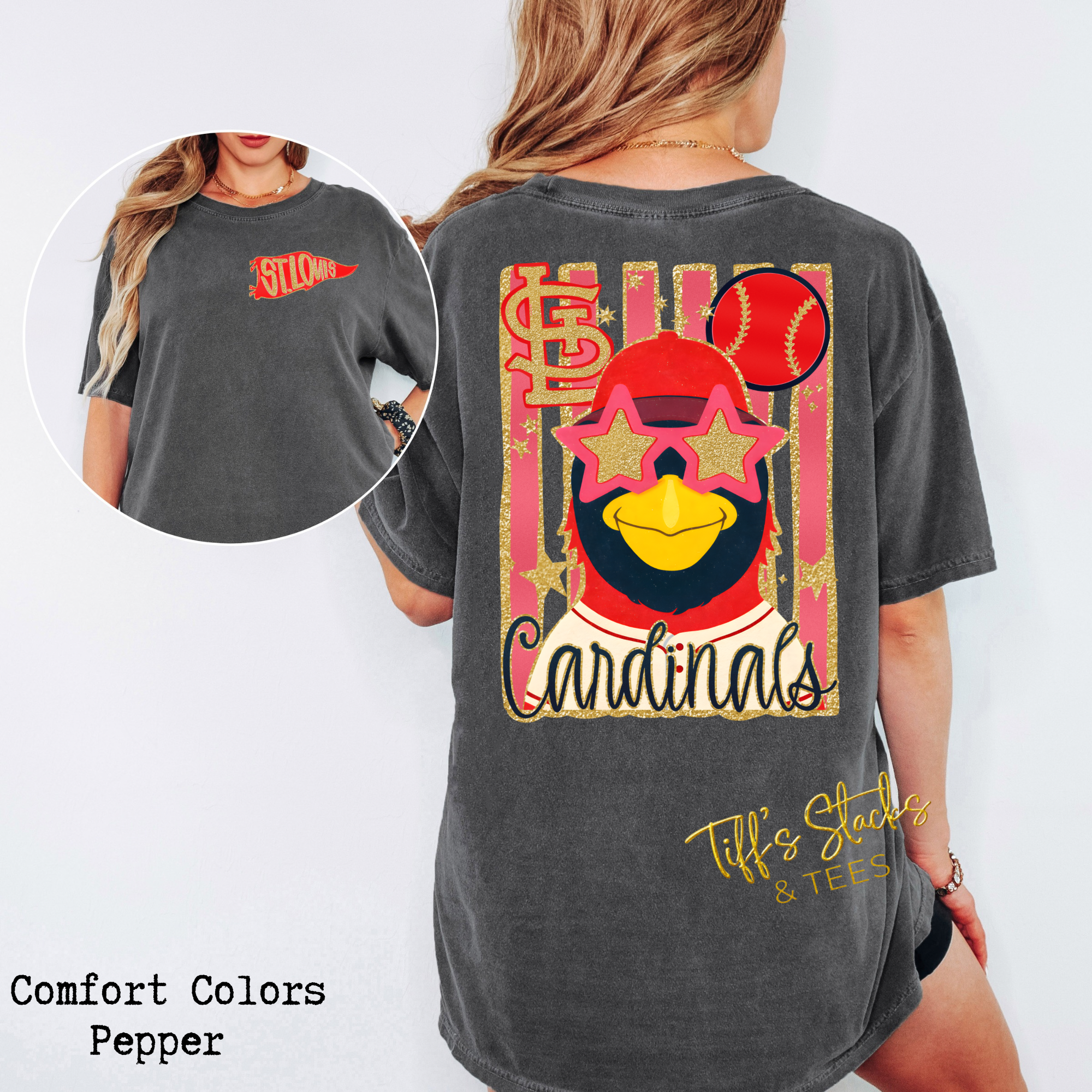 Cardinals Folk Glitz Front/Back