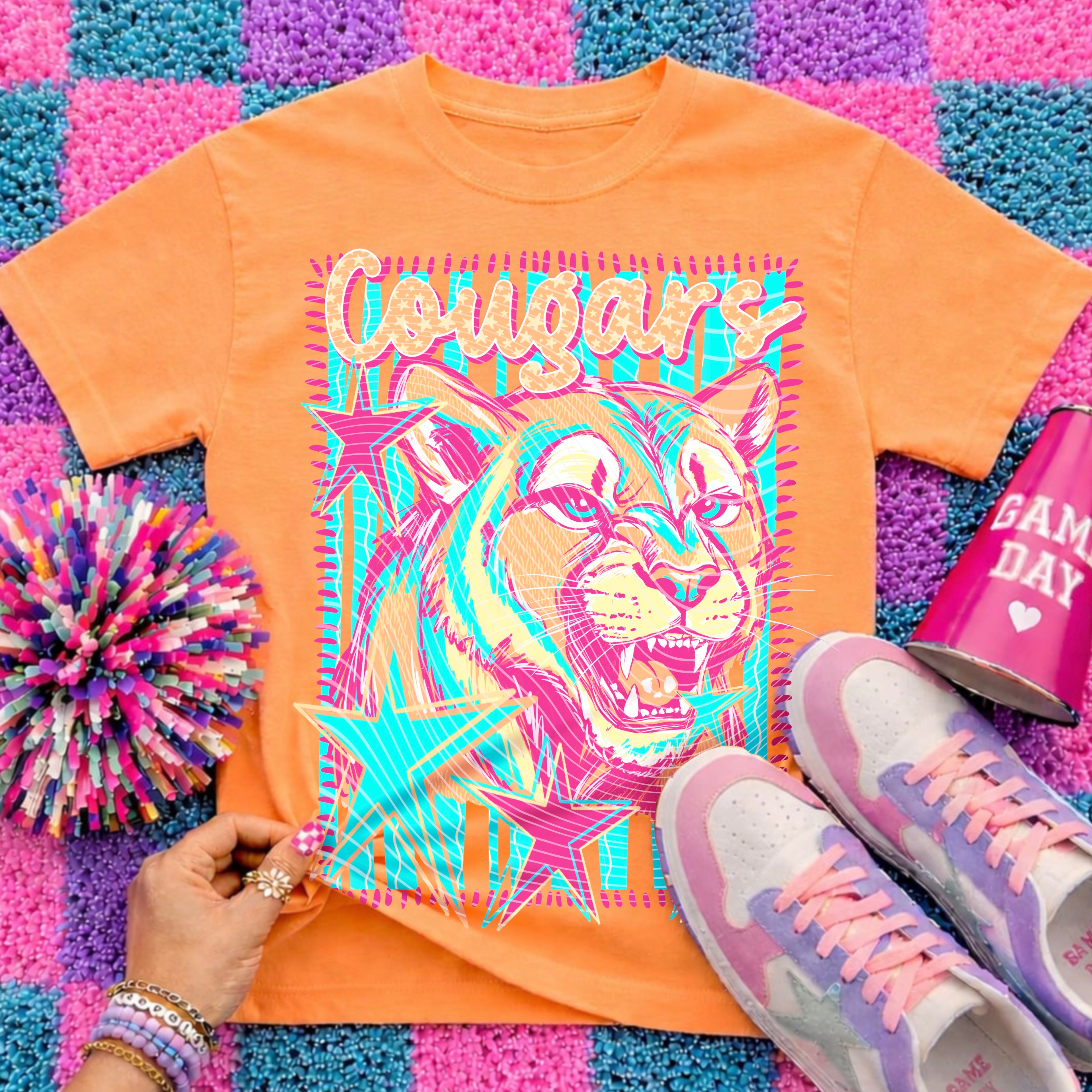 Cougars Neon Preppy Striped