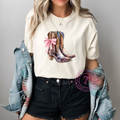 Cowboy Boots w/ Pink Coquette Bow