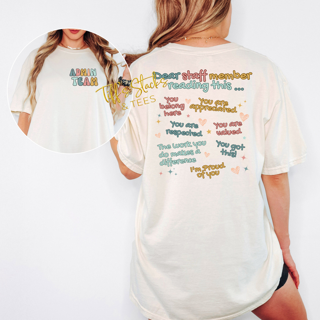 Admin Team…Dear Staff Member Front/Back