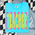 Teacher Neon Striped