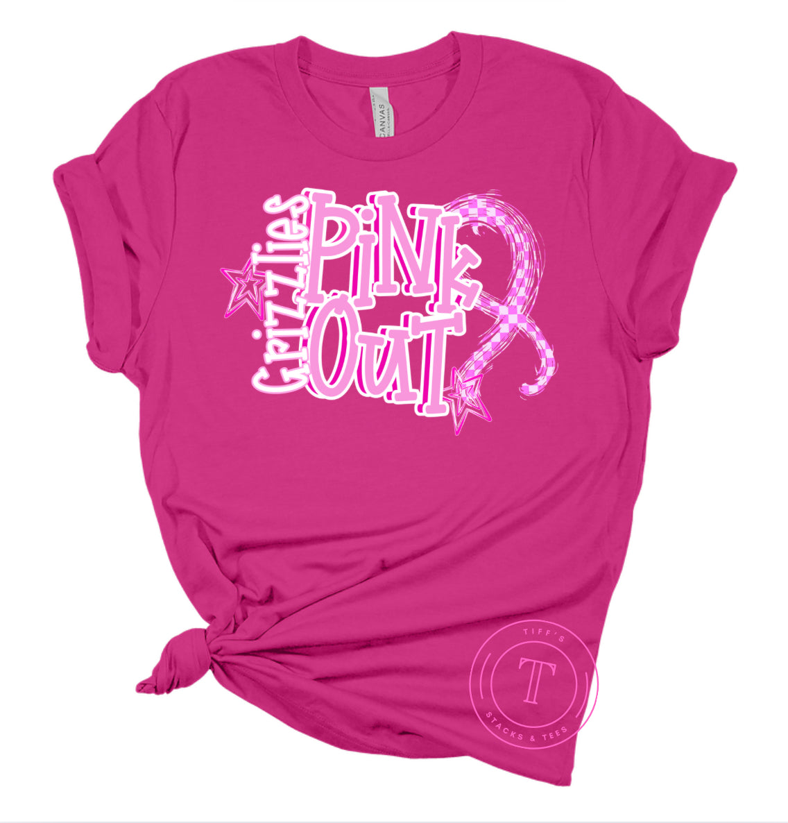 Grizzlies Pink Out Checkered Ribbon