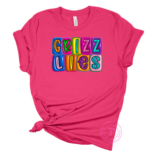 Grizzlies Faux Puff Neon Letters