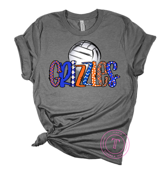 Grizzlies Volleyball Blue & Orange Doodle