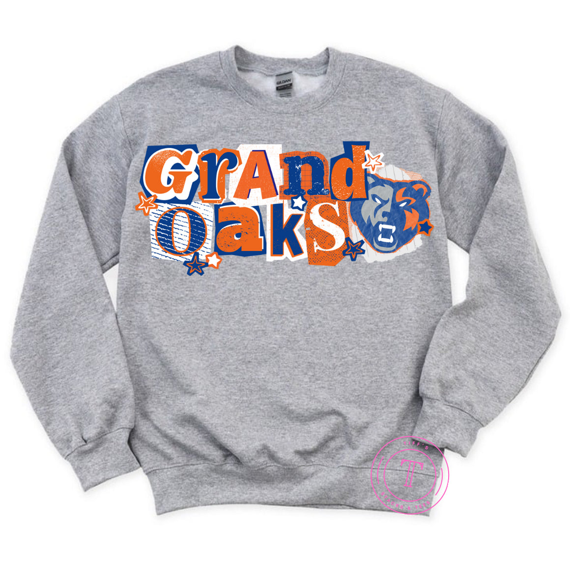 Grand Oaks Grizzlies Grunge Paper Collage Youth