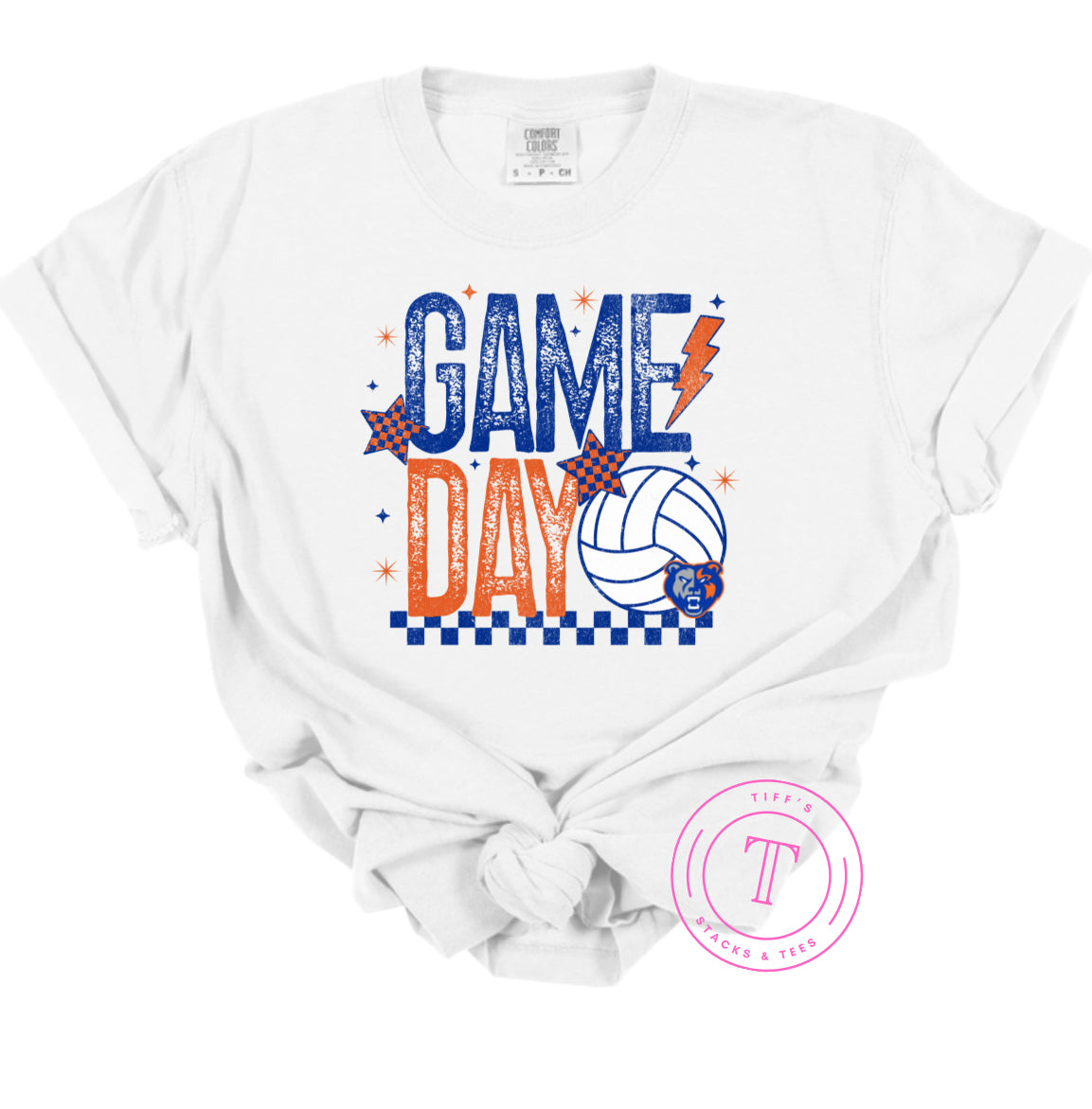 Grizzlies Volleyball Game Day Grunge Checkered Youth