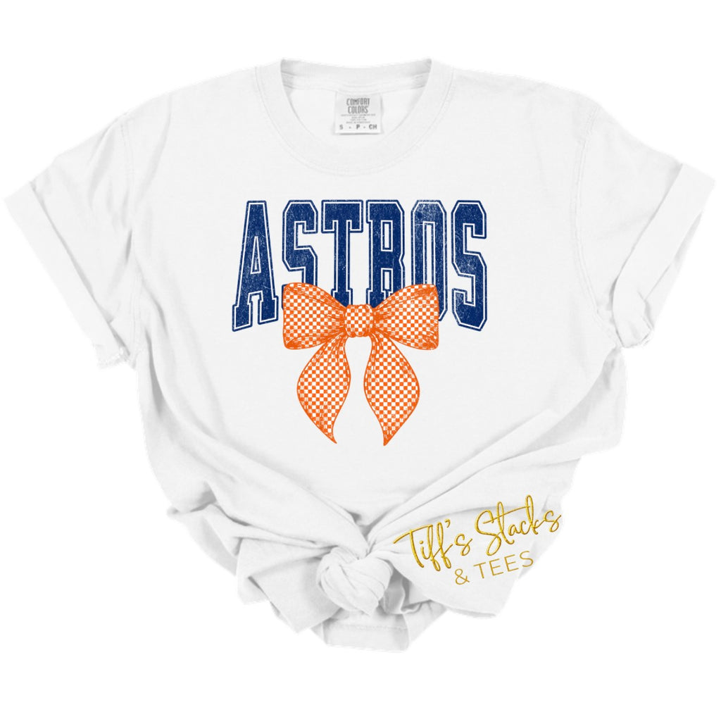 Astros Checkered Coquette Bow