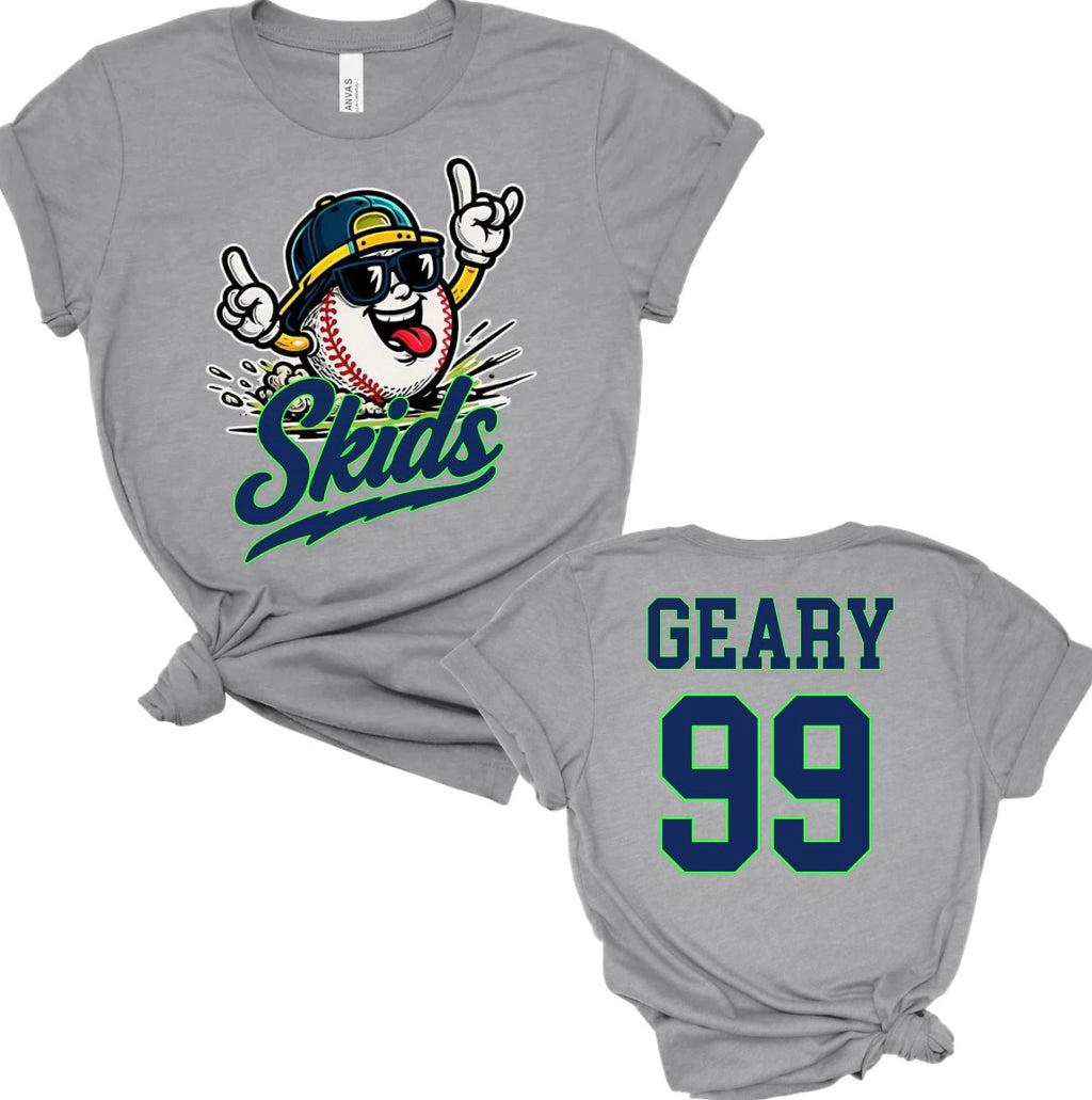 Skids Baseball w/ Name/# on Back
