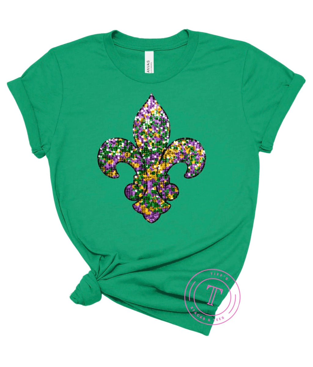 Mardi Gras Fleur De Lis Faux Glitter Youth