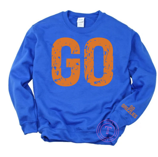 GO Sweatshirt w/ Go Grizzlies on Sleeve Youth