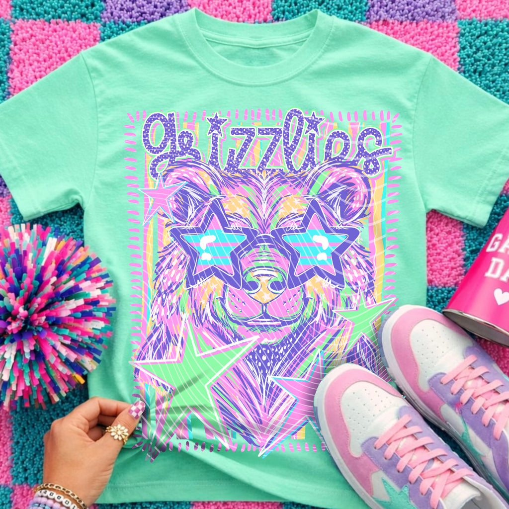 Grizzlies Neon Preppy Striped