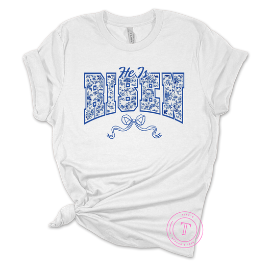 He Is Risen Blue Floral Coquette