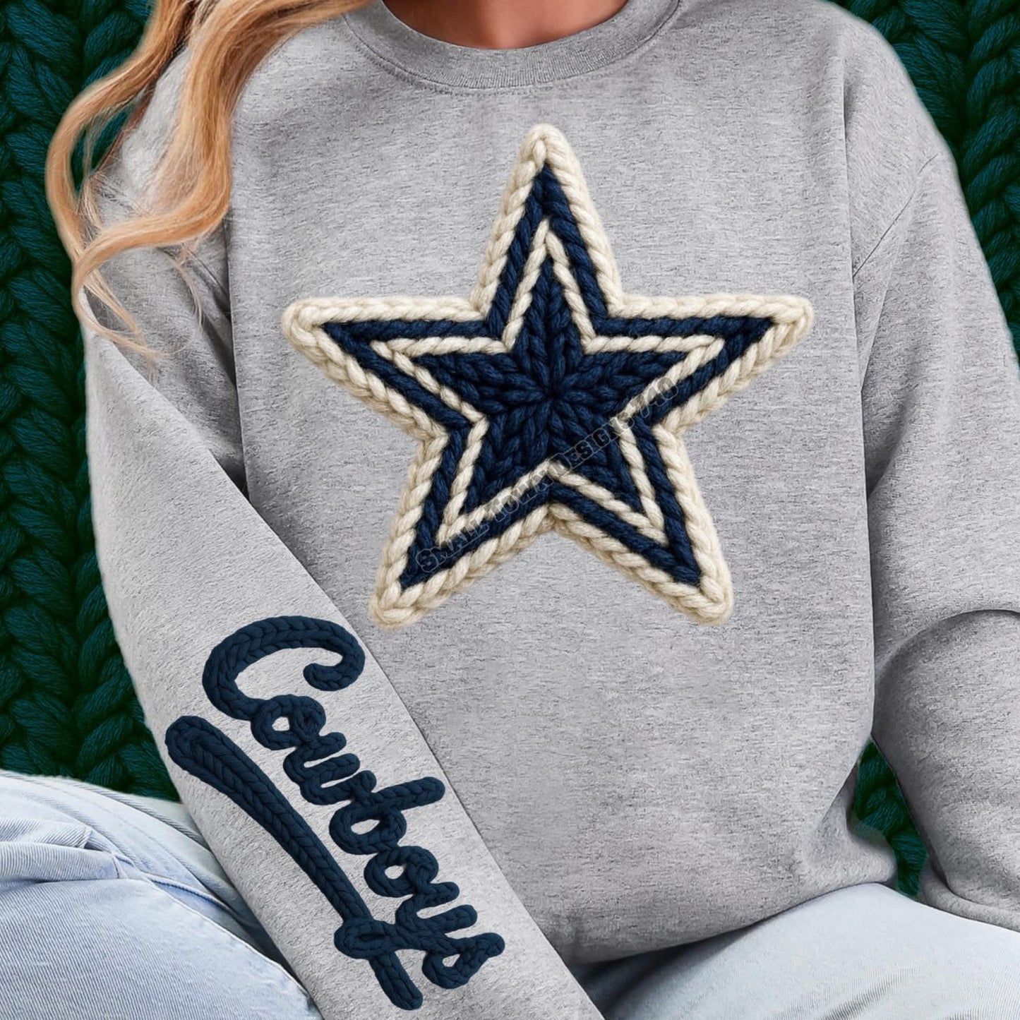Cowboys Faux Yarn w/ Sleeve Print