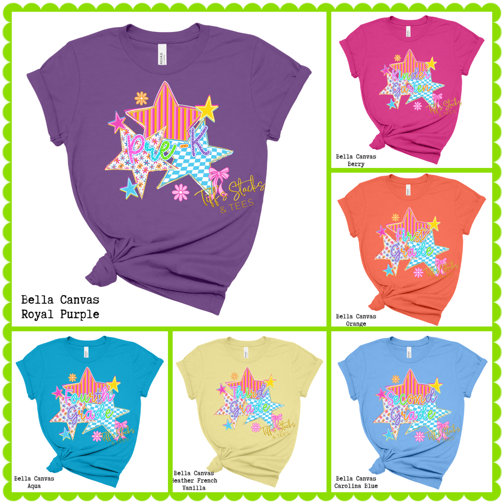 Whimsey Neon Stars Grade Levels