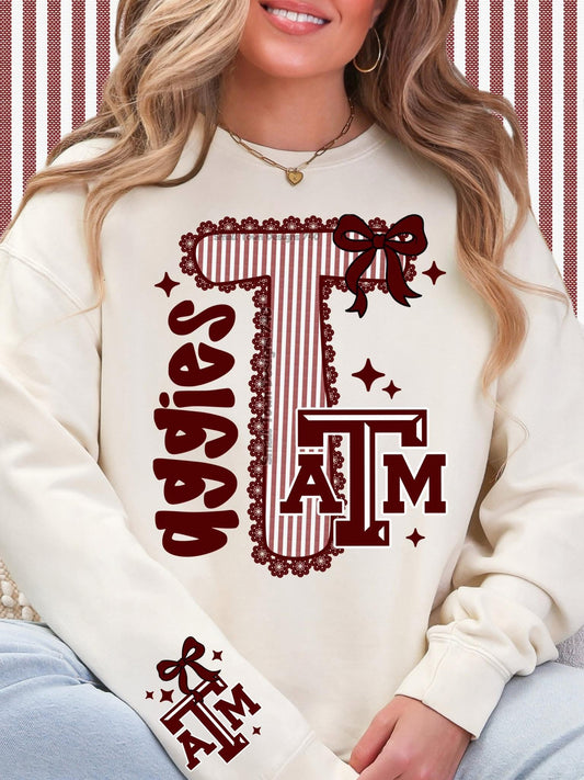 Aggies T Seersucker w/ Sleeve Print