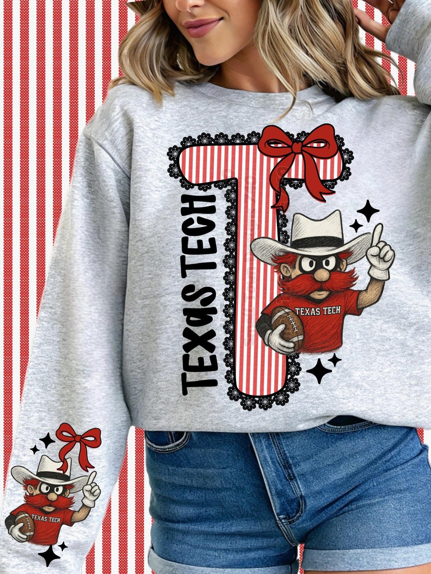 Texas Tech T Seersucker w/ Sleeve Print