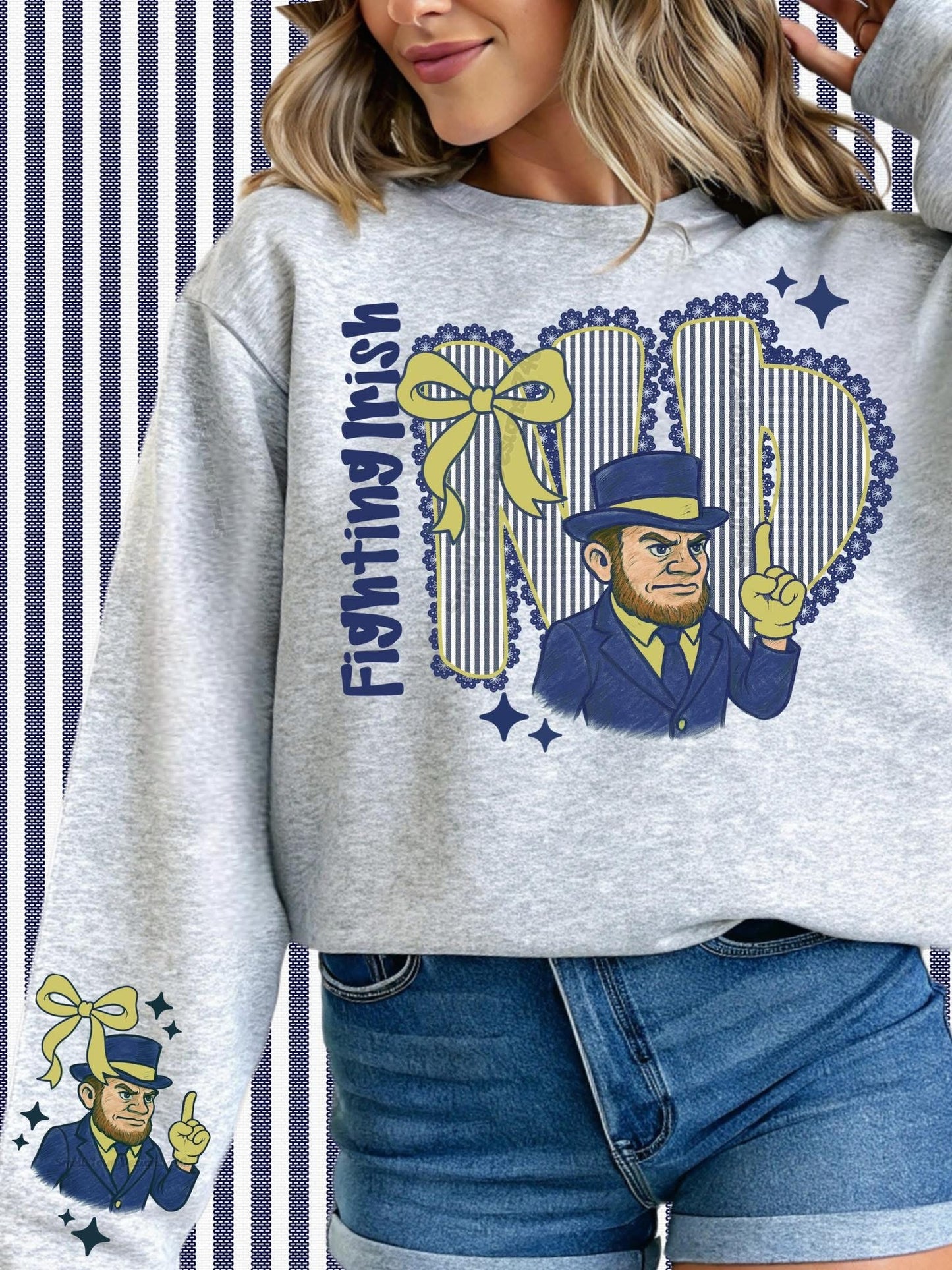 Fighting Irish ND Seersucker w/ Sleeve Print