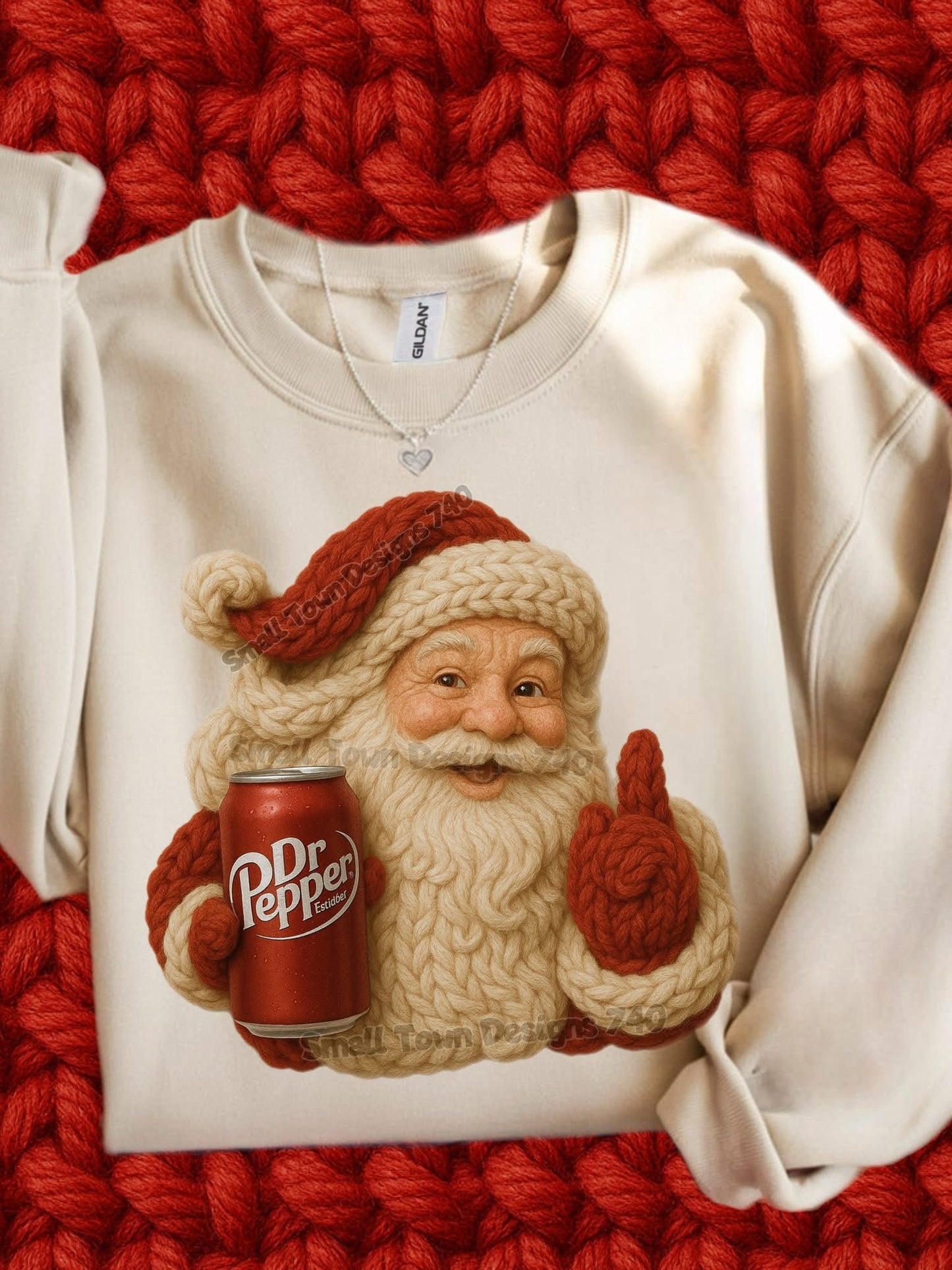 Santa w/ Dr Pepper Faux Yarn